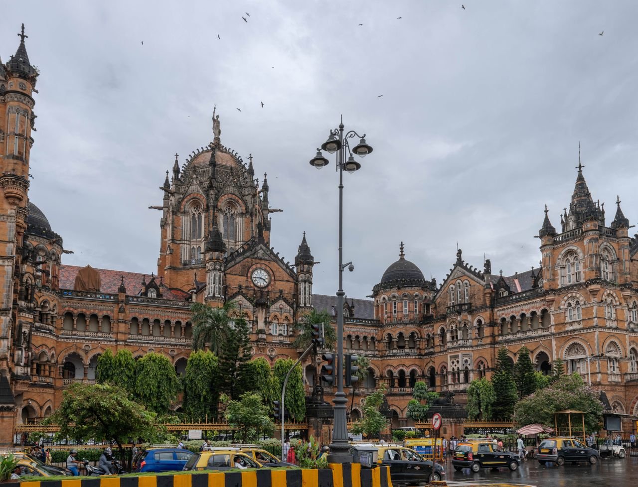 Beautiful view of the Chhatrapati Shivaji Maharaj Terminus, an iconic Mumbai railway station.